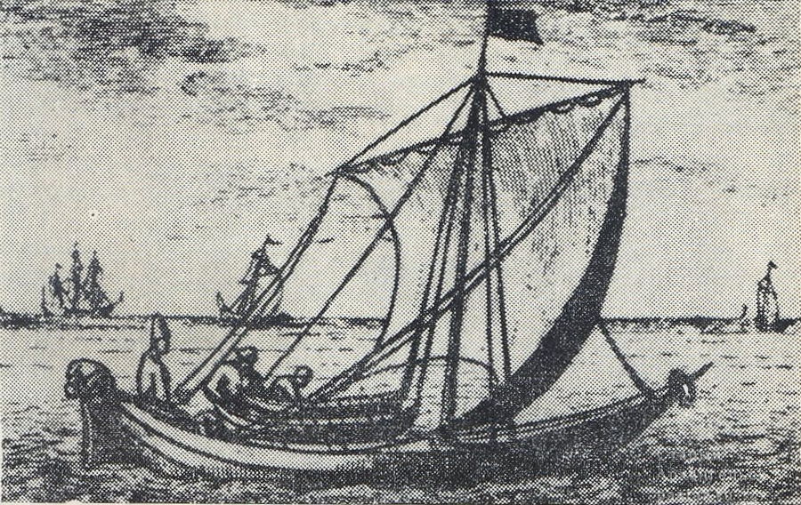 Поморская лодья. Снимок со старинной гравюры.