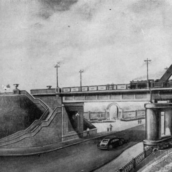 Мост через реку С. Двину. Фрагмент правобережной части моста у Смольного Буяна. (Лентрансмостпроект.)